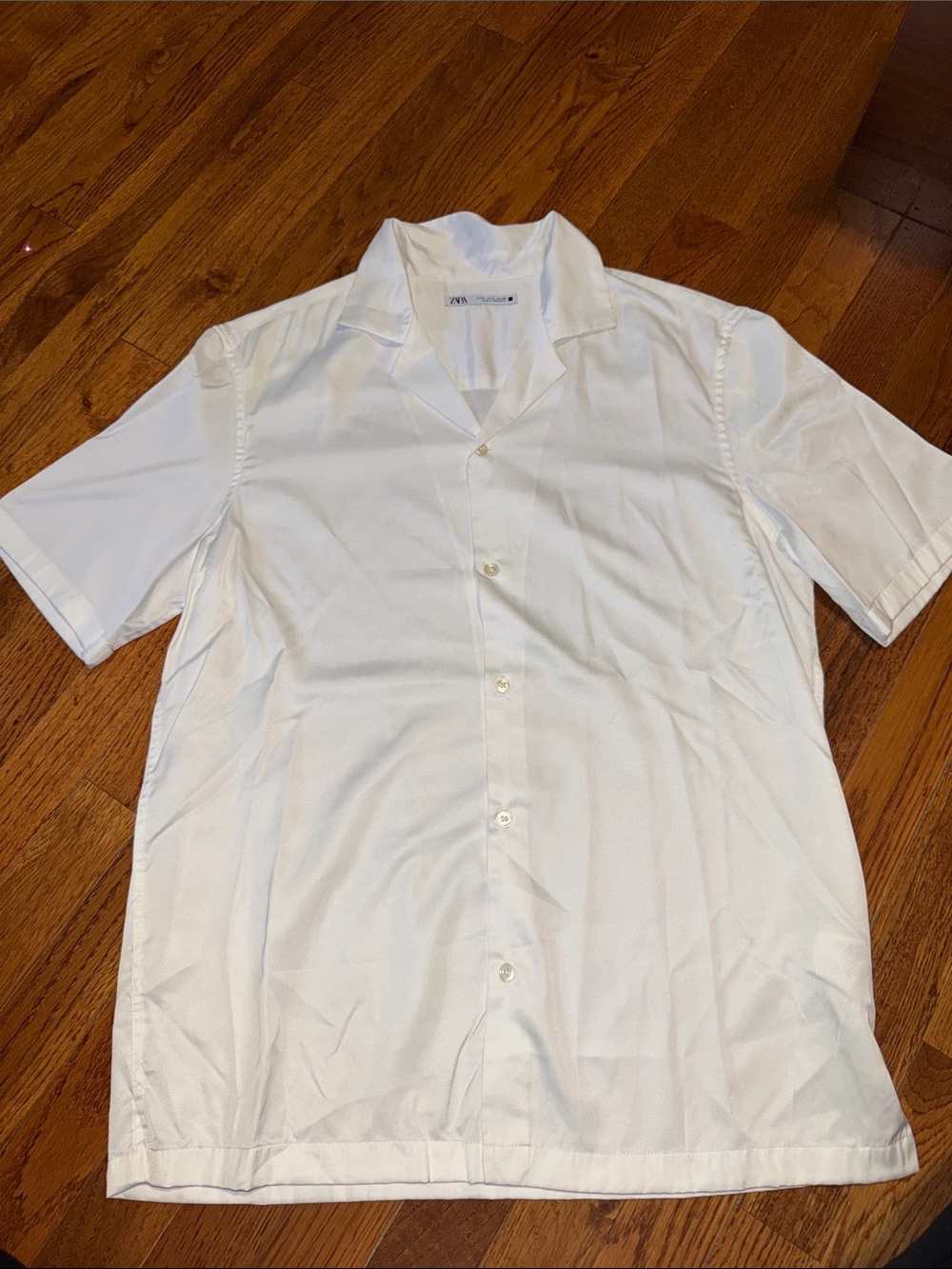 Classic White Short-Sleeve Camp Shirt - ZARA